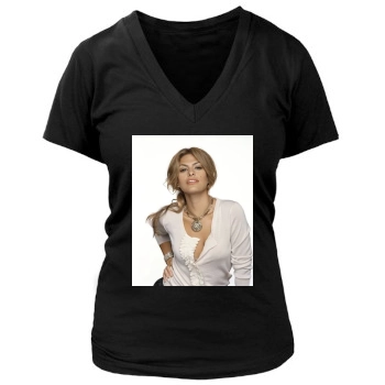 Eva Mendes Women's Deep V-Neck TShirt