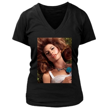 Eva Mendes Women's Deep V-Neck TShirt