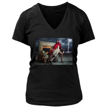 Eva Mendes Women's Deep V-Neck TShirt