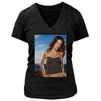 Evangeline Lilly Women's Deep V-Neck TShirt