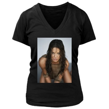 Evangeline Lilly Women's Deep V-Neck TShirt