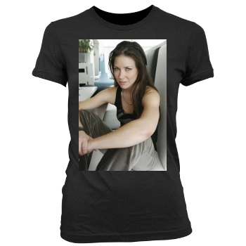 Evangeline Lilly Women's Junior Cut Crewneck T-Shirt