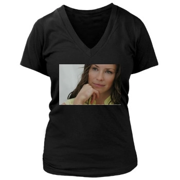 Evangeline Lilly Women's Deep V-Neck TShirt