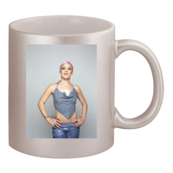 Pink 11oz Metallic Silver Mug