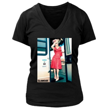 Pink Women's Deep V-Neck TShirt