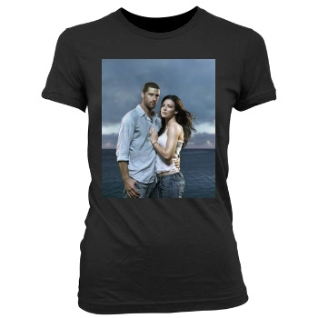 Evangeline Lilly Women's Junior Cut Crewneck T-Shirt