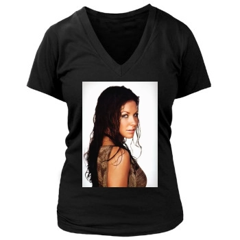 Evangeline Lilly Women's Deep V-Neck TShirt