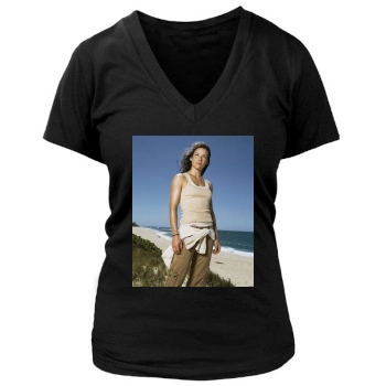 Evangeline Lilly Women's Deep V-Neck TShirt