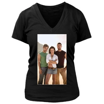 Evangeline Lilly Women's Deep V-Neck TShirt