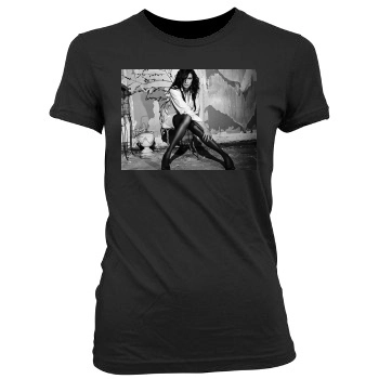 Famke Janssen Women's Junior Cut Crewneck T-Shirt