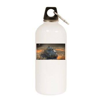 World of Tanks White Water Bottle With Carabiner