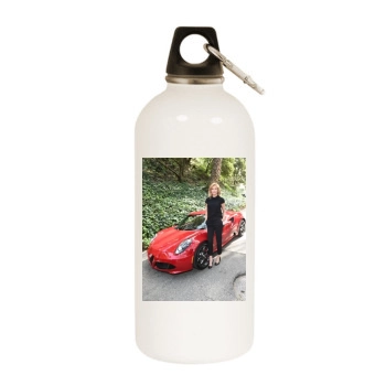 Tricia Helfer White Water Bottle With Carabiner