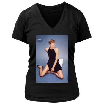 Tricia Helfer Women's Deep V-Neck TShirt