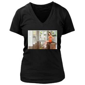 Tricia Helfer Women's Deep V-Neck TShirt