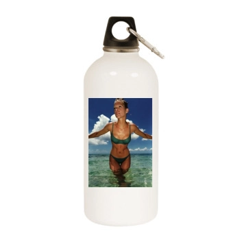 Tricia Helfer White Water Bottle With Carabiner