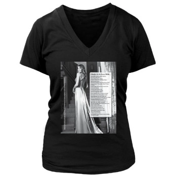 Tricia Helfer Women's Deep V-Neck TShirt