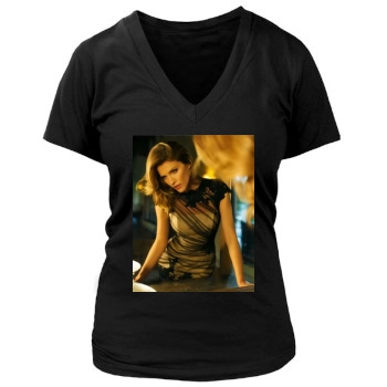 Tricia Helfer Women's Deep V-Neck TShirt