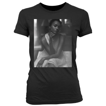 Zoe Saldana Women's Junior Cut Crewneck T-Shirt