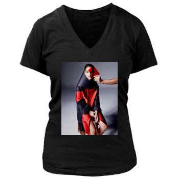 Barbara Palvin Women's Deep V-Neck TShirt