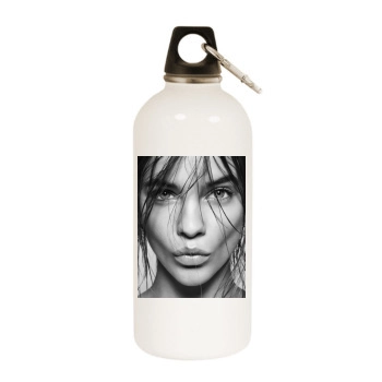 Barbara Palvin White Water Bottle With Carabiner