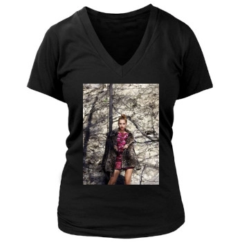 Barbara Palvin Women's Deep V-Neck TShirt