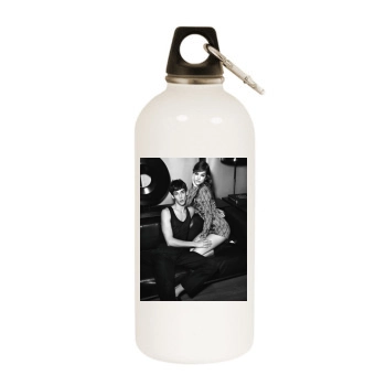 Barbara Palvin White Water Bottle With Carabiner