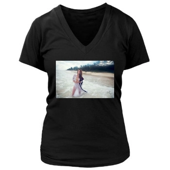 Barbara Palvin Women's Deep V-Neck TShirt