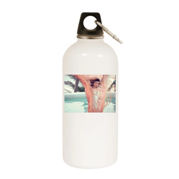 Barbara Palvin White Water Bottle With Carabiner