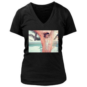 Barbara Palvin Women's Deep V-Neck TShirt