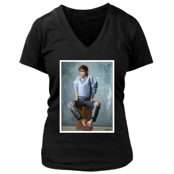 Barbara Palvin Women's Deep V-Neck TShirt