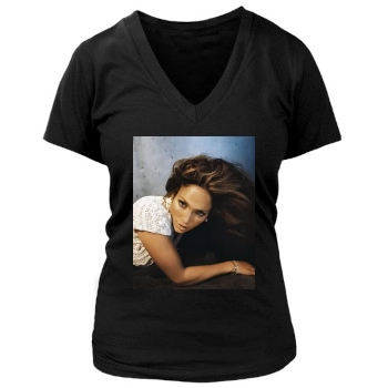 Jennifer Lopez Women's Deep V-Neck TShirt