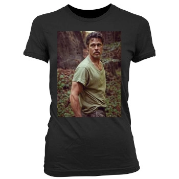 Brad Pitt Women's Junior Cut Crewneck T-Shirt