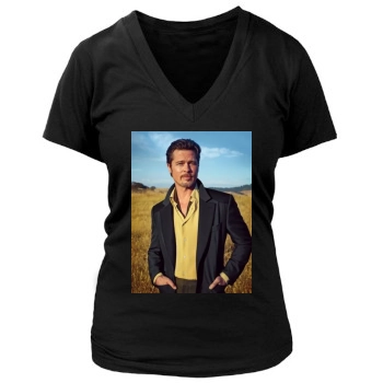 Brad Pitt Women's Deep V-Neck TShirt