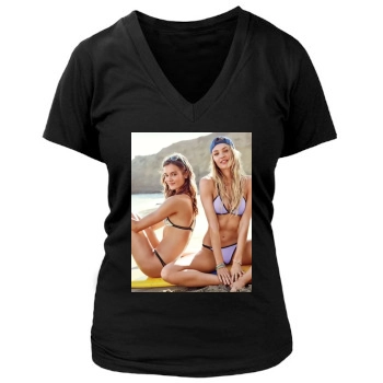 Candice Swanepoel Women's Deep V-Neck TShirt