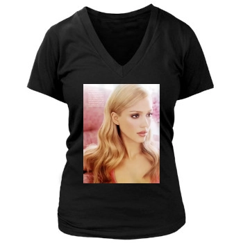 Jessica Alba Women's Deep V-Neck TShirt