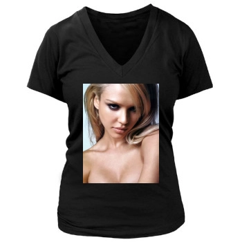 Jessica Alba Women's Deep V-Neck TShirt