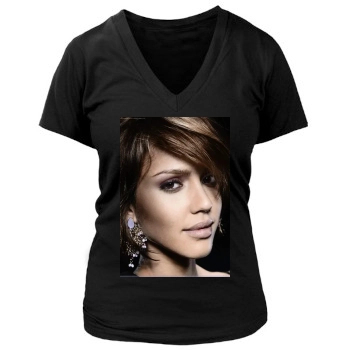 Jessica Alba Women's Deep V-Neck TShirt