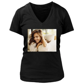 Jessica Alba Women's Deep V-Neck TShirt