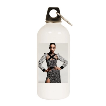 Cora Emmanuel White Water Bottle With Carabiner