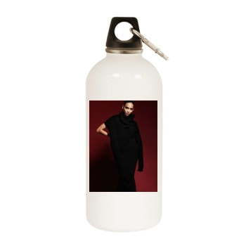 Cora Emmanuel White Water Bottle With Carabiner