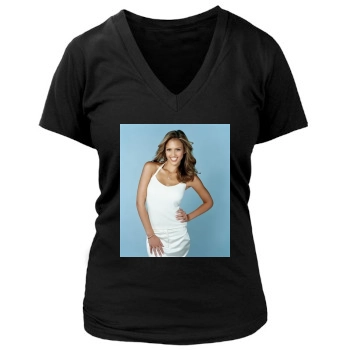 Jessica Alba Women's Deep V-Neck TShirt