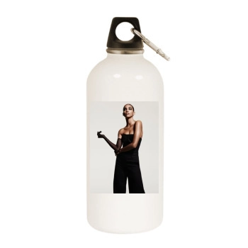 Cora Emmanuel White Water Bottle With Carabiner