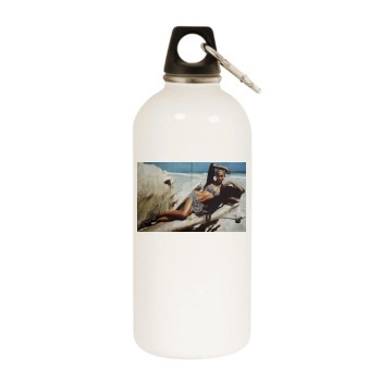 Cora Emmanuel White Water Bottle With Carabiner