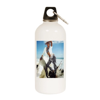 Cora Emmanuel White Water Bottle With Carabiner