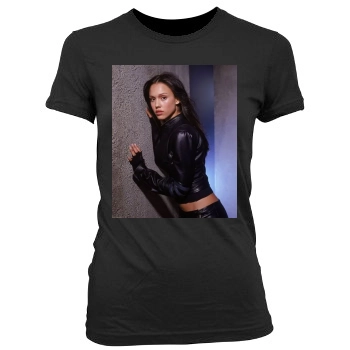 Jessica Alba Women's Junior Cut Crewneck T-Shirt