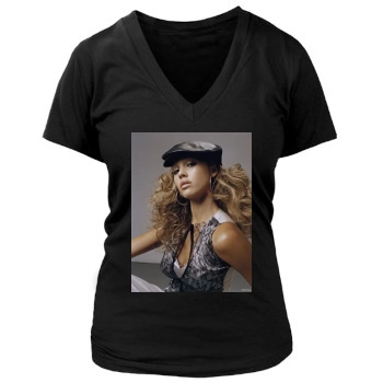 Jessica Alba Women's Deep V-Neck TShirt