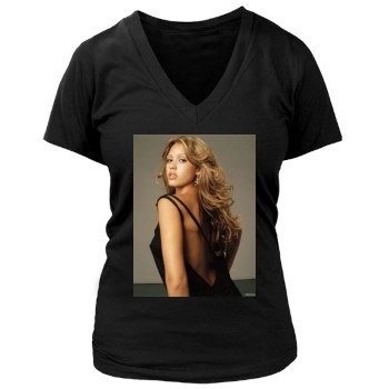 Jessica Alba Women's Deep V-Neck TShirt