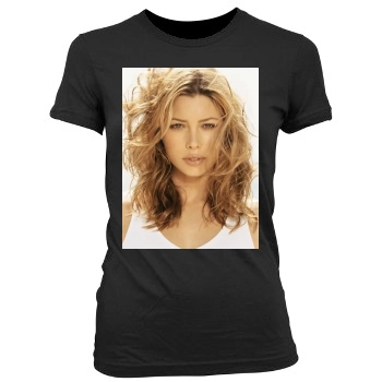 Jessica Biel Women's Junior Cut Crewneck T-Shirt