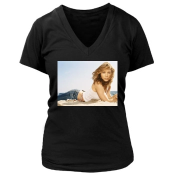 Jessica Biel Women's Deep V-Neck TShirt