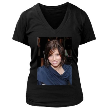 Jessica Biel Women's Deep V-Neck TShirt